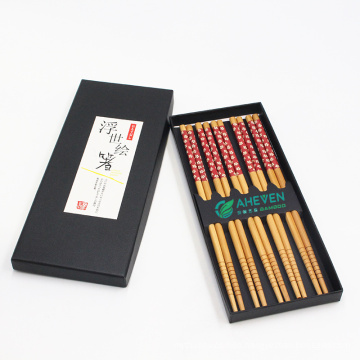 5 Pairs Set Custom Cartoon Printed Reusable Bamboo Sushi Chopsticks